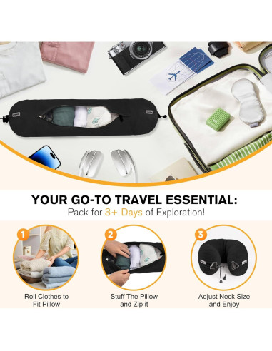Almohada de Viaje Rellenable DreamShore - Terciopelo Negro