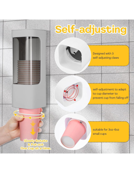 Dispensador de Vasos Molain de Pared para Vasos Desechables 3-5oz Dispensador de Vasos Molain de Pared para Vasos Desechables 3-5oz