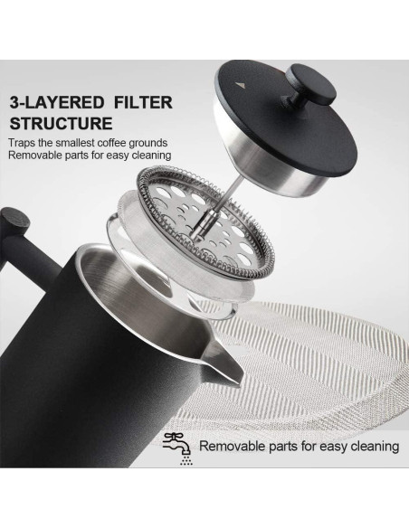 Cafetera de Émbolo Francesa Secura SFP-34DPB 1L Acero Inoxidable Cafetera de Émbolo Francesa Secura SFP-34DPB 1L Acero Inoxidable