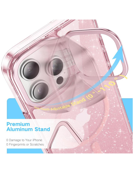 Funda Magnética Maledan para iPhone 16 Pro Max Rosa Brillante Funda Magnética Maledan para iPhone 16 Pro Max Rosa Brillante