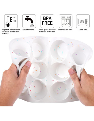 Moldes de Silicona Juome para Hornear 12 Tazas Antiadherentes