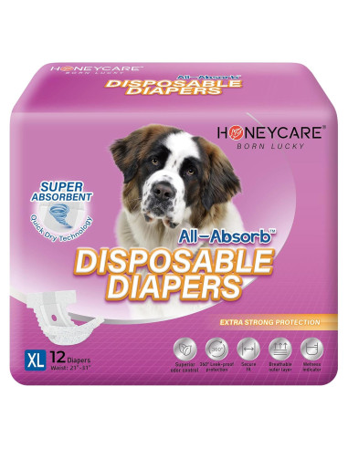 Pañales Desechables para Perros HONEY CARE XL 12 Unidades