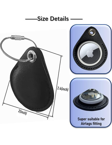 Funda de Cuero para AirTags 2021 - 2 Paquete Negro y Marrón