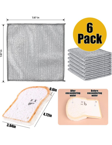 Paquete de 6 paños de alambre Muwfeuin + 1 esponja de cocina