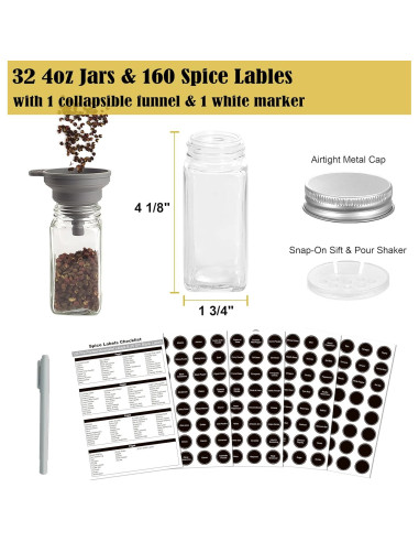 Organizador de especias Ardier 4 niveles con 32 tarros y 160 etiquetas