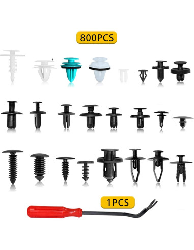 Kit de Clips de Retención para Auto Medoon 801 Piezas 24 Tamaños