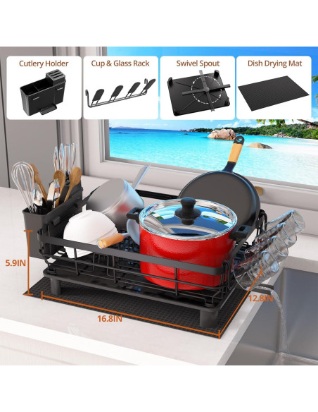 Estante para Secar Platos Godboat con Drenaje Automático 42.67x32.51cm Estante para Secar Platos Godboat con Drenaje Automático 42.67x32.51cm