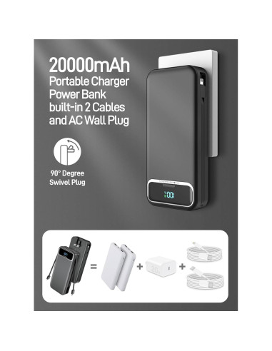 Cargador Portátil Power Bank 20000mAh USB-C 22.5W Rápido