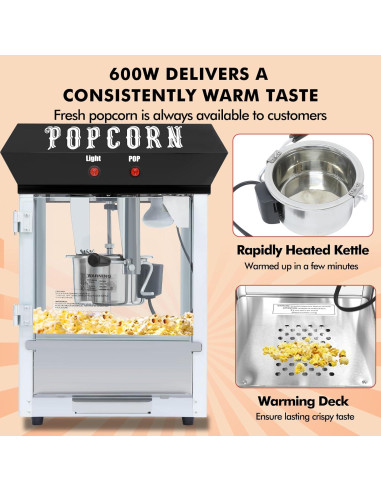 Máquina de Palomitas Dvsripa 6 Onzas 600W Acero Inoxidable