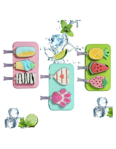 Moldes de Paletas de Silicona UIVXXUD - Set 3 Piezas Sin BPA