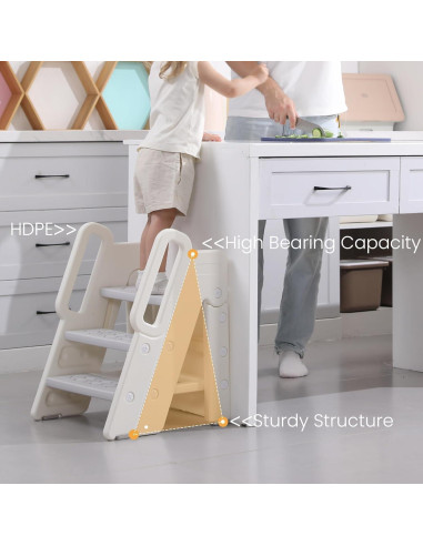 Taburete Plegable para Niños Hoopyosms Ajustable Gris