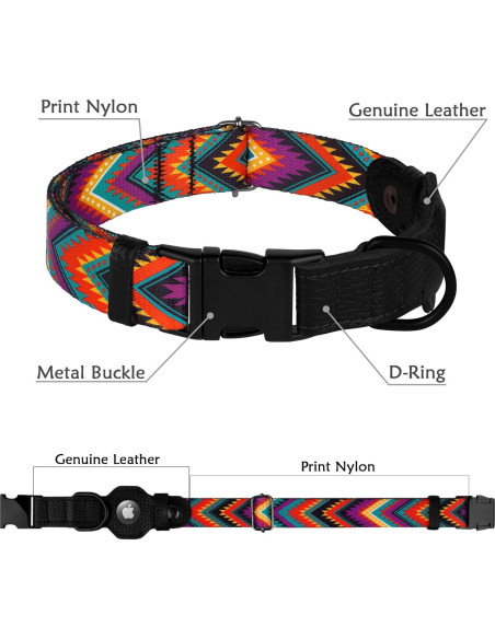 Collar para Perro AirTag Budkas - Nylon y Cuero Ajustable XS 23-31 cm Collar para Perro AirTag Budkas - Nylon y Cuero Ajustable XS 23-31 cm