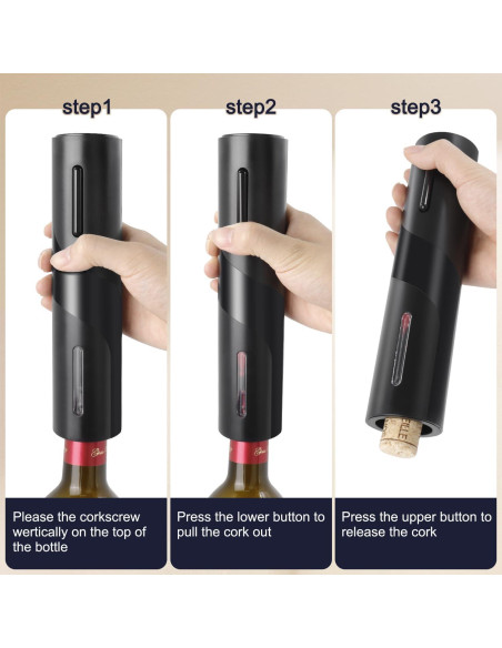 Abridor de Vino Eléctrico ELMWAY Negro con Cortador y Tapones Abridor de Vino Eléctrico ELMWAY Negro con Cortador y Tapones