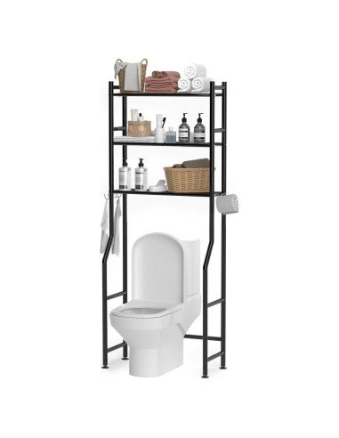 Estante de Almacenamiento GloTika 3 Niveles Negro para Baño