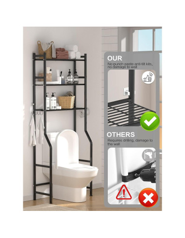 Estante de Almacenamiento GloTika 3 Niveles Negro para Baño