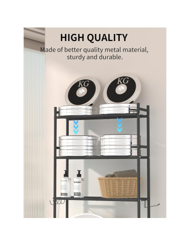Estante de Almacenamiento GloTika 3 Niveles Negro para Baño