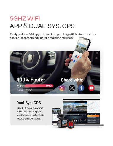 Cámara de tablero Vantrue E1 Pro 4K, WiFi 5G, GPS, 1TB