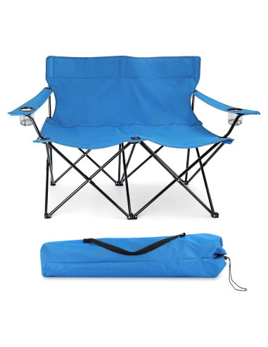 Silla de Camping Plegable HaSteeL Doble Azul 2 Personas