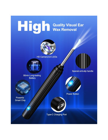 Kit de Limpieza de Oídos HaiYiue con Cámara HD 1296P