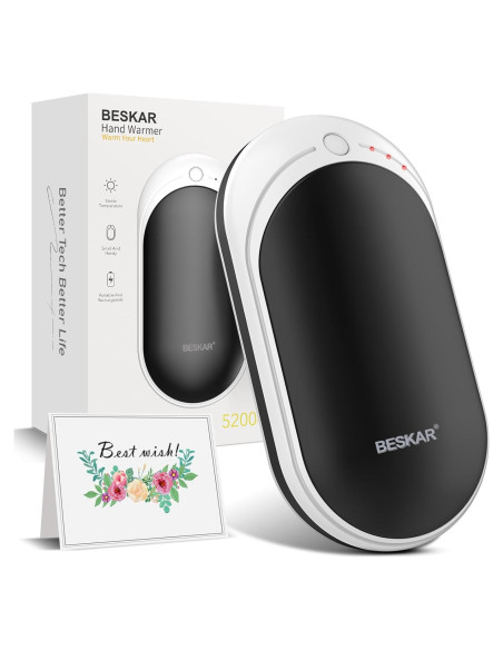 Calentador de Manos Recargable BESKAR 5200mAh Doble Cara Calentador de Manos Recargable BESKAR 5200mAh Doble Cara