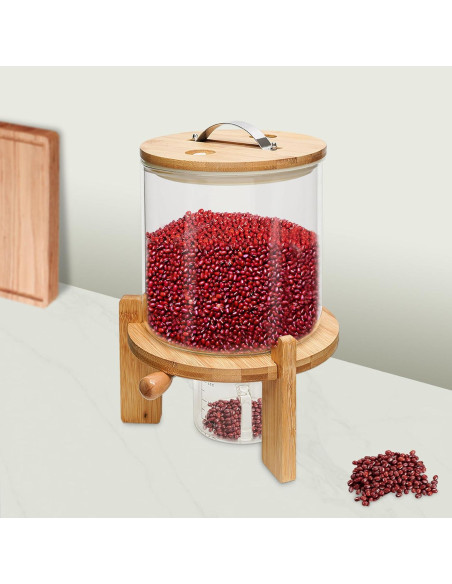 Dispensador de Arroz de Vidrio MSAIERPLR 5L con Tapa de Bambú Dispensador de Arroz de Vidrio MSAIERPLR 5L con Tapa de Bambú