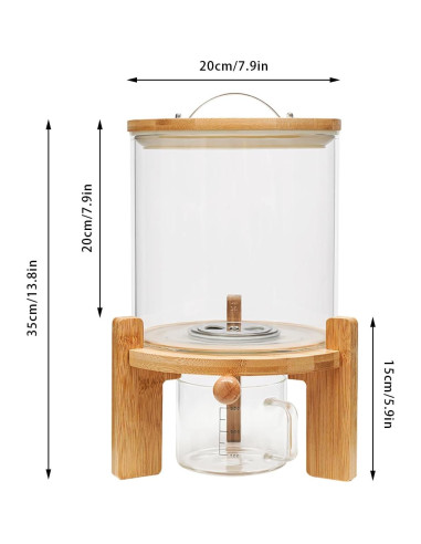 Dispensador de Arroz de Vidrio MSAIERPLR 5L con Tapa de Bambú