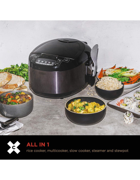 Cocedor de Arroz Crux 12 Tazas, Multi-Cocinero 600W, Negro Cocedor de Arroz Crux 12 Tazas, Multi-Cocinero 600W, Negro
