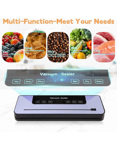 Sellador al vacío Gris con 50 Bolsas y Pantalla LED