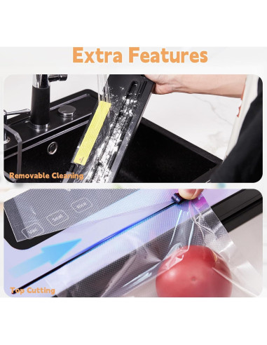 Sellador al vacío Gris con 50 Bolsas y Pantalla LED
