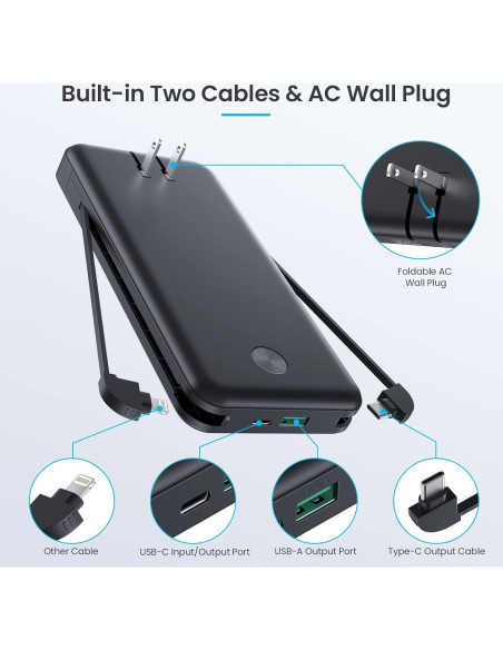 Cargador Portátil AONIMI 13800mAh con Enchufe AC y 4 Salidas Cargador Portátil AONIMI 13800mAh con Enchufe AC y 4 Salidas