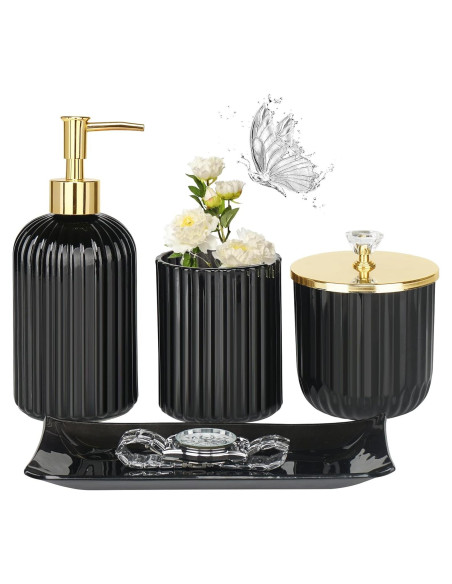 Juego de Accesorios de Baño Jenseits 4 Piezas Vidrio Negro Juego de Accesorios de Baño Jenseits 4 Piezas Vidrio Negro