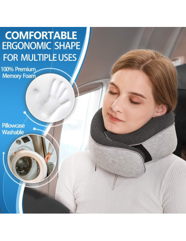 Almohada de Cuello de Viaje UBEUONLY Ajustable Espuma de Memoria