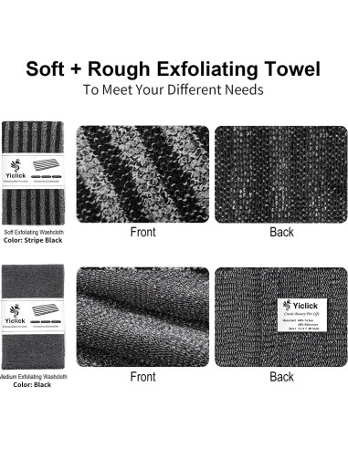 Toalla Exfoliante Yiclick 2 Pack - 101.6 cm, Negra