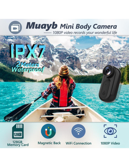 Mini Cámara Corporal Muayb VD02 1080P Impermeable IPX7 Mini Cámara Corporal Muayb VD02 1080P Impermeable IPX7
