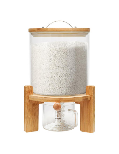 Dispensador de Arroz 5L lkoewqzamx con Tapa Sellada y Mango de Acero