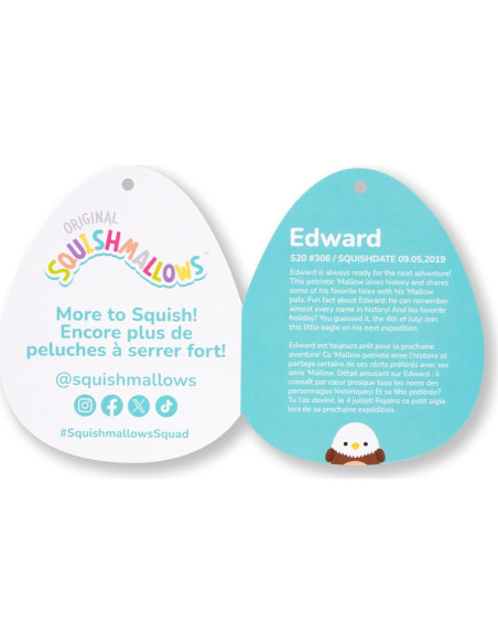 Squishmallows Edward Águila Calva 50 cm - Peluche Jumbo Oficial Squishmallows Edward Águila Calva 50 cm - Peluche Jumbo Oficial