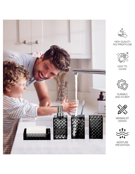 Juego de Accesorios de Baño RRM 4 Piezas Negro Compacto Juego de Accesorios de Baño RRM 4 Piezas Negro Compacto