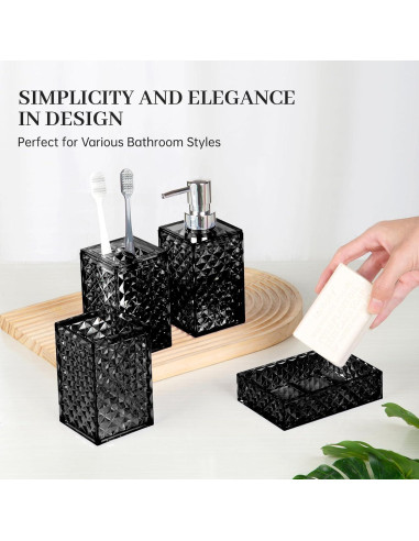 Juego de Accesorios de Baño RRM 4 Piezas Negro Compacto