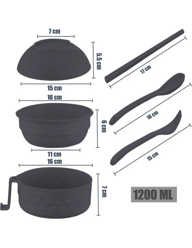 Tazón de Fideos Ramen XIZHCNTLX 1300ml Microondas 6 Piezas