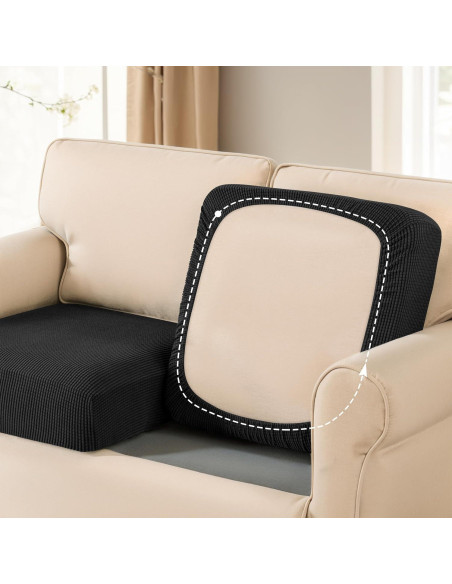 Funda elástica para sofá SUBRTEX 2 piezas negra moderna Funda elástica para sofá SUBRTEX 2 piezas negra moderna