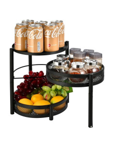 Estante de Especias IBERG Giratorio 28 cm Negro Organizador Cocina