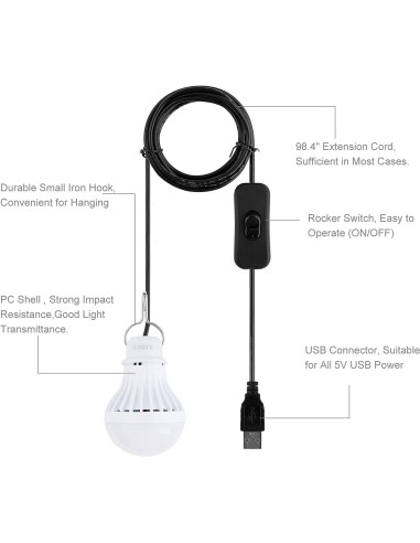 Onite 2 Bombillas LED USB 2700K Blanco Cálido para Emergencias