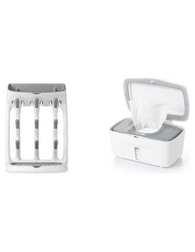 Estante de Secado OXO Tot + Dispensador de Toallitas Gris