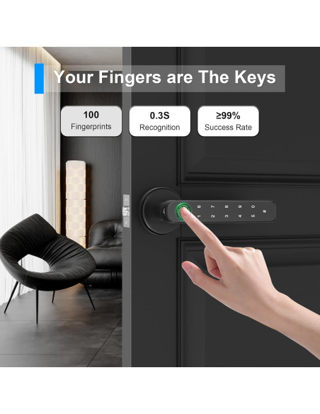 Cerradura Biométrica HEIXSMT Sin Llave Negra para Puerta Cerradura Biométrica HEIXSMT Sin Llave Negra para Puerta