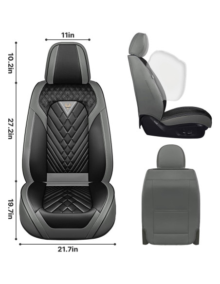 Fundas de Asiento de Coche Arocx para Toyota Yaris 2007-2020, Cuero Impermeable Negro-Gris Fundas de Asiento de Coche Arocx para Toyota Yaris 2007-2020, Cuero Impermeable Negro-Gris