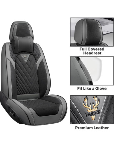 Fundas de Asiento de Coche Arocx para Toyota Yaris 2007-2020, Cuero Impermeable Negro-Gris