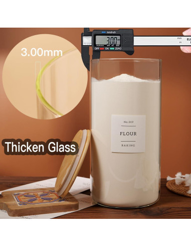 Tarro de Almacenamiento de Vidrio 4.54L con Tapa de Bambú y Etiquetas