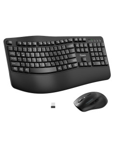 Combo Teclado y Ratón Inalámbrico RECCAZR Ergonómico Negro