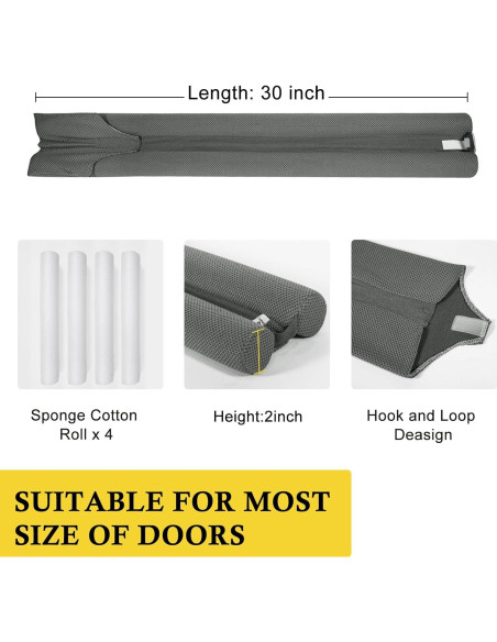 Tapón de Corrientes Fowong 30" Ajustable Gris - Bloqueador de Ruido Tapón de Corrientes Fowong 30" Ajustable Gris - Bloqueador de Ruido