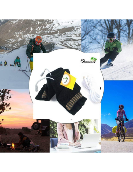 Guantes Calentados USB Kbinter para Invierno - Mitad de Dedo Guantes Calentados USB Kbinter para Invierno - Mitad de Dedo